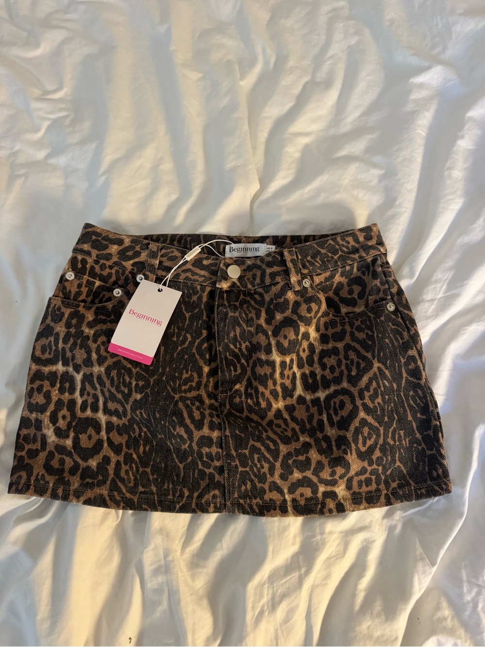 Leopard Print Mini Skirt in Brown